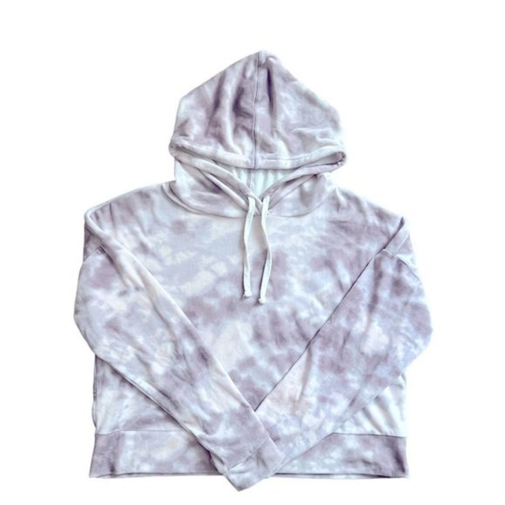 SO The Lounge Life Tie Dye‎ Purple White Softest Hoodie Sweatshirt Pullover LG